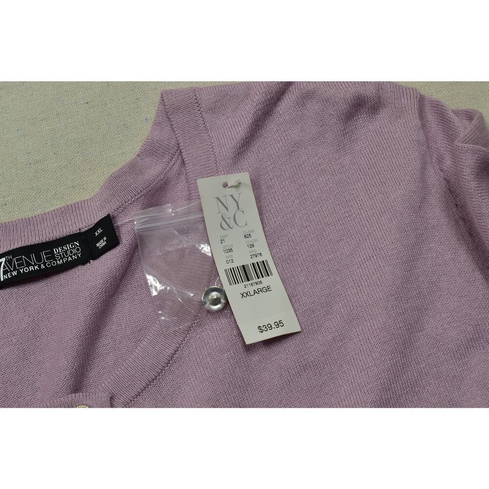 New York & Company 7th Avenue Design Studio Women XXL Purple Button Front Cardig - Picture 7 of 8